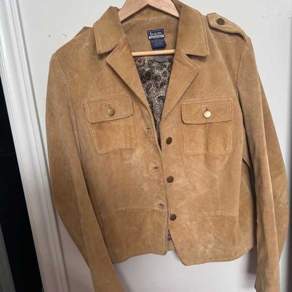 Vintage 90s B.U.M. Equipment Tan Suede Jacket | Western Blazer Y2K Retro L - Picture 6 of 9
